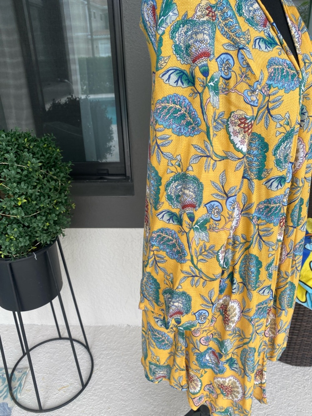 Haute Hippie Yellow Floral Open-Front Kimono Cardigan - Picture 2 of 6
